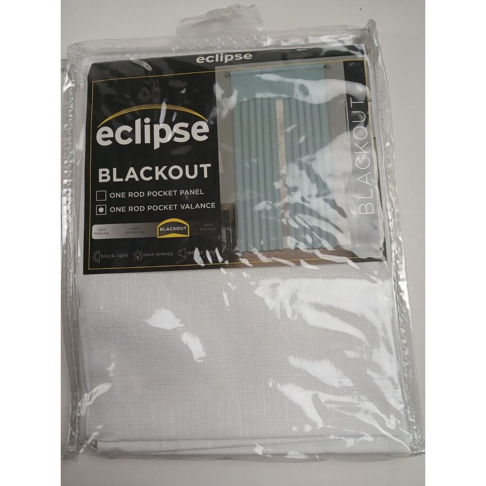 NEW Eclipse Blackout 42 x 18 Tab Top single curtain panel 'Kendall White' #CT21